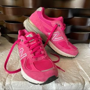 Pink New Balance 990 running shoes; size 7.5